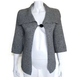 WHITE + WARREN 100% Cashmere Speckled Gray Single Button Cardigan Small / 0424